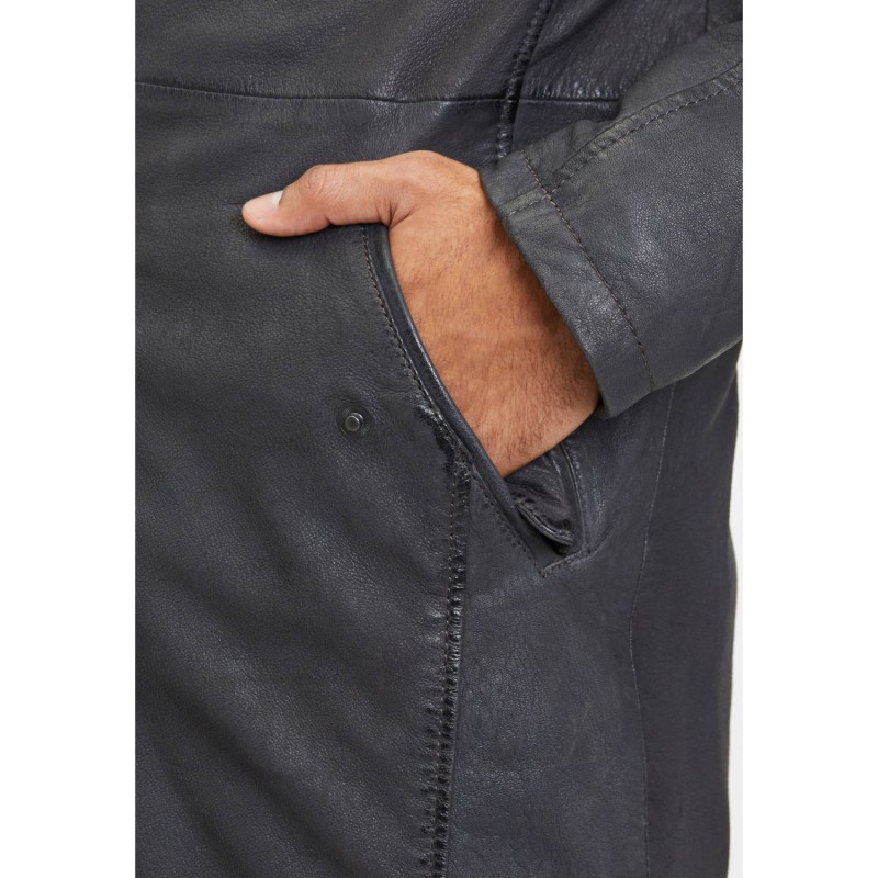 Geaca Lunga de Piele Barbati Gipsy Antracit GMKassio – IMBRACAMINTE