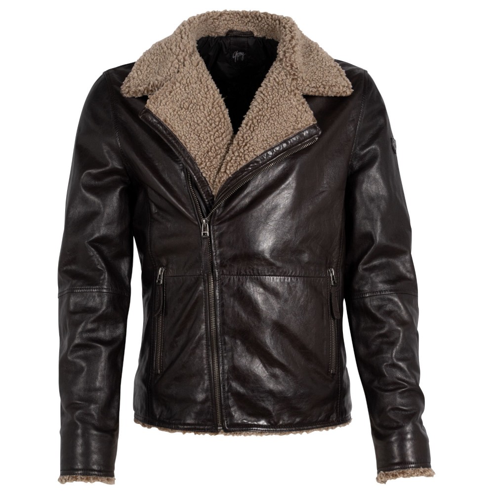 Cojoc de Piele Imblanit Barbati Gipsy Maro Inchis GMLetro Cojoc de Piele Imblanit Barbati Gipsy Maro Inchis GMLetro - readytowear.ro