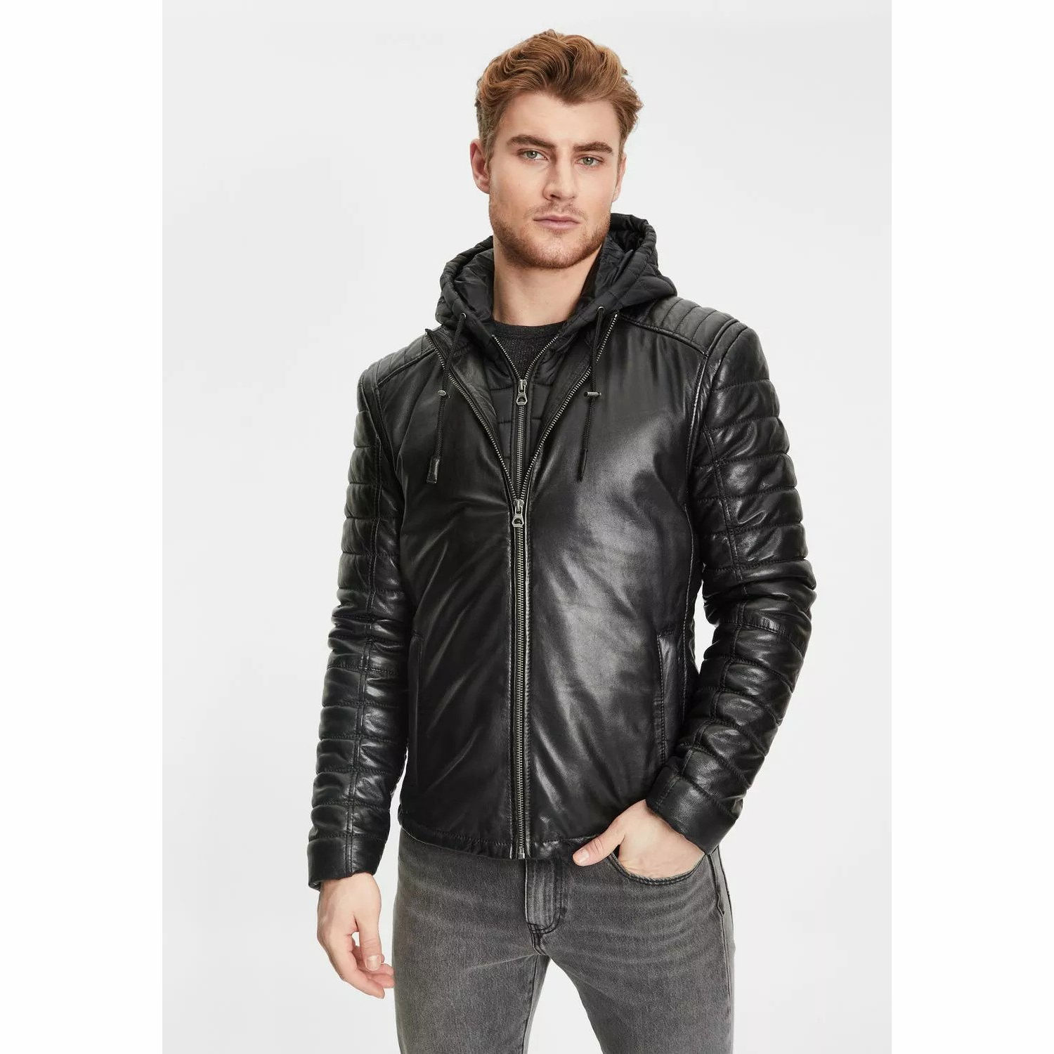 Geaca de Iarna din Piele Barbati Gipsy Neagra GMLonso – Black Friday