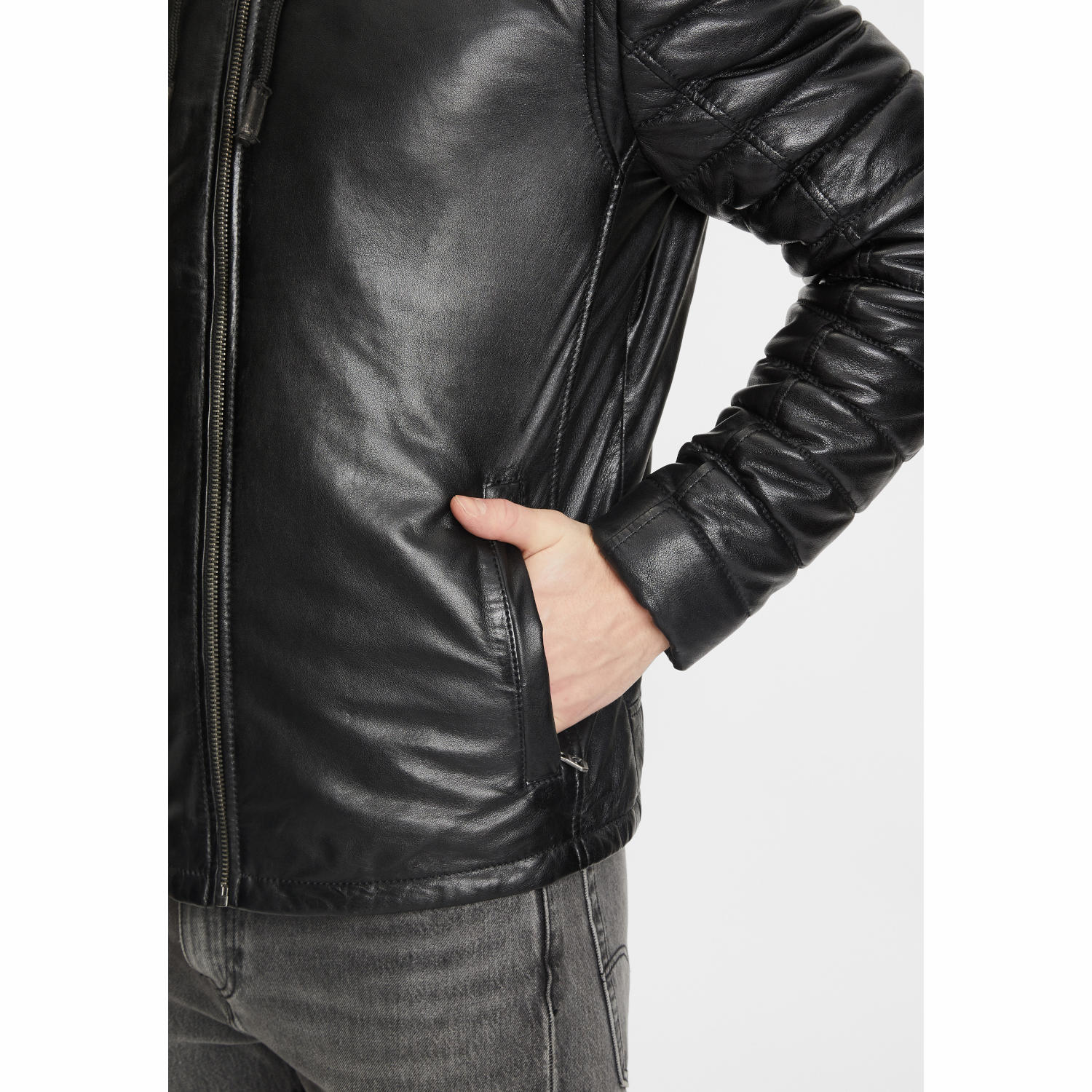 Geaca de Iarna din Piele Barbati Gipsy Neagra GMLonso – Black Friday