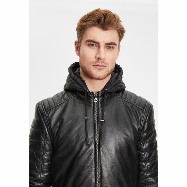 Geaca de Iarna din Piele Barbati Gipsy Neagra GMLonso – Black Friday — fotografia 6