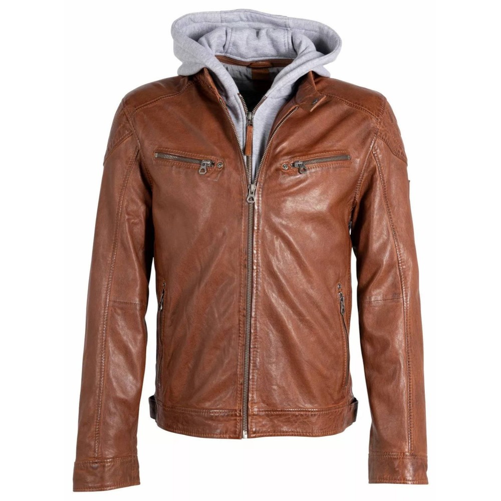 Geaca de Piele Barbati Gipsy Coniac GMLyron - readytowear