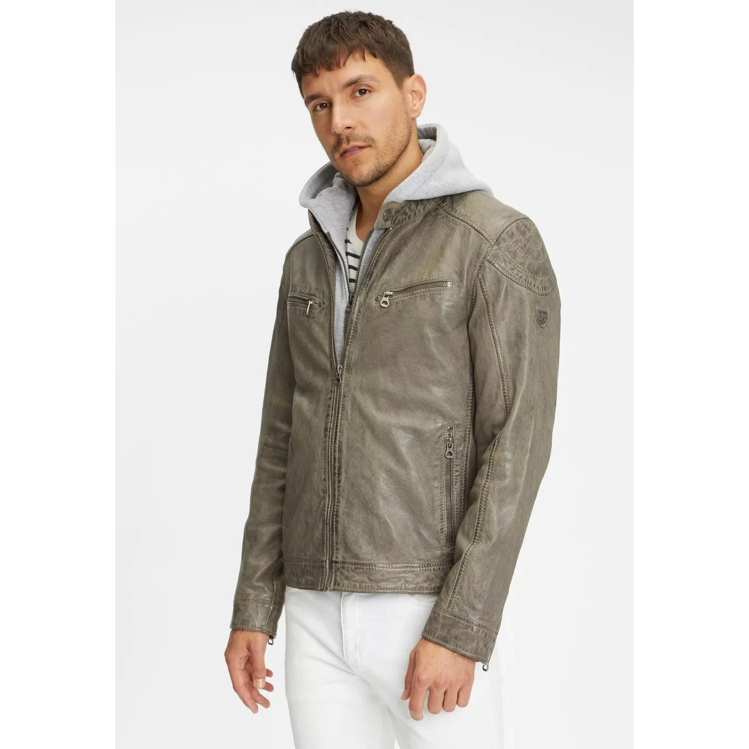 Geaca de Piele Barbati Gipsy Gri GMLyron – IMBRACAMINTE