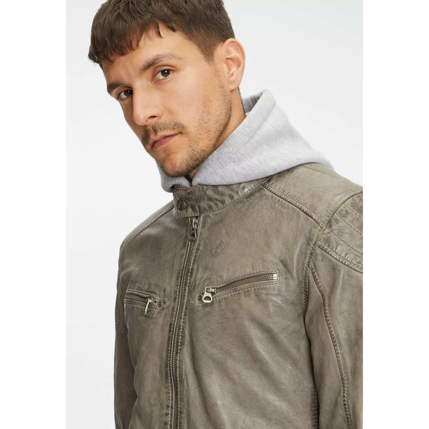 Geaca de Piele Barbati Gipsy Gri GMLyron – IMBRACAMINTE