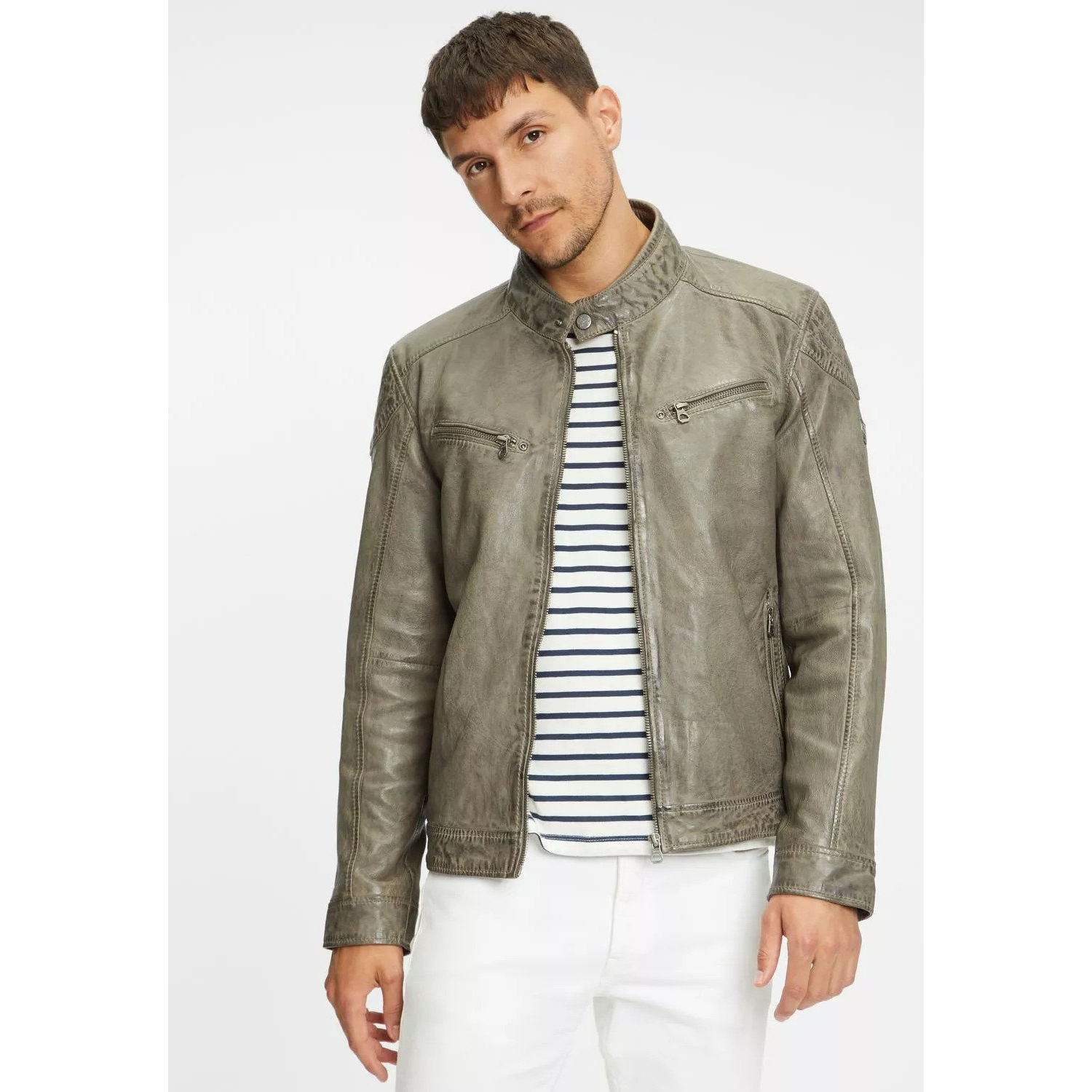 Geaca de Piele Barbati Gipsy Gri GMLyron – IMBRACAMINTE