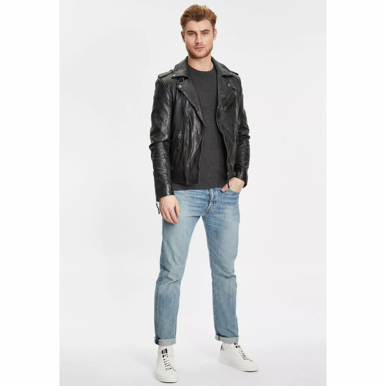 Geaca de Piele Barbati Gipsy Antracit GMMalic – Black Friday