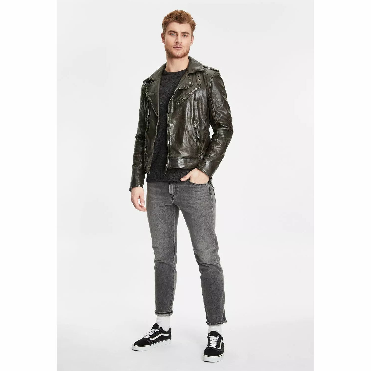 Geaca de Piele Barbati Gipsy Olive GMMalic S22 SF STUV – Black Friday