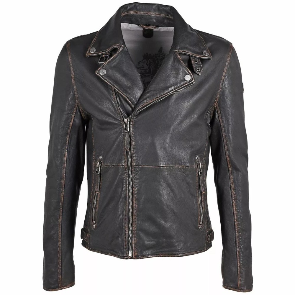 Geaca de Piele Barbati Gipsy Negru Antic GMMavric SF LROV geci de piele - readytowear.ro