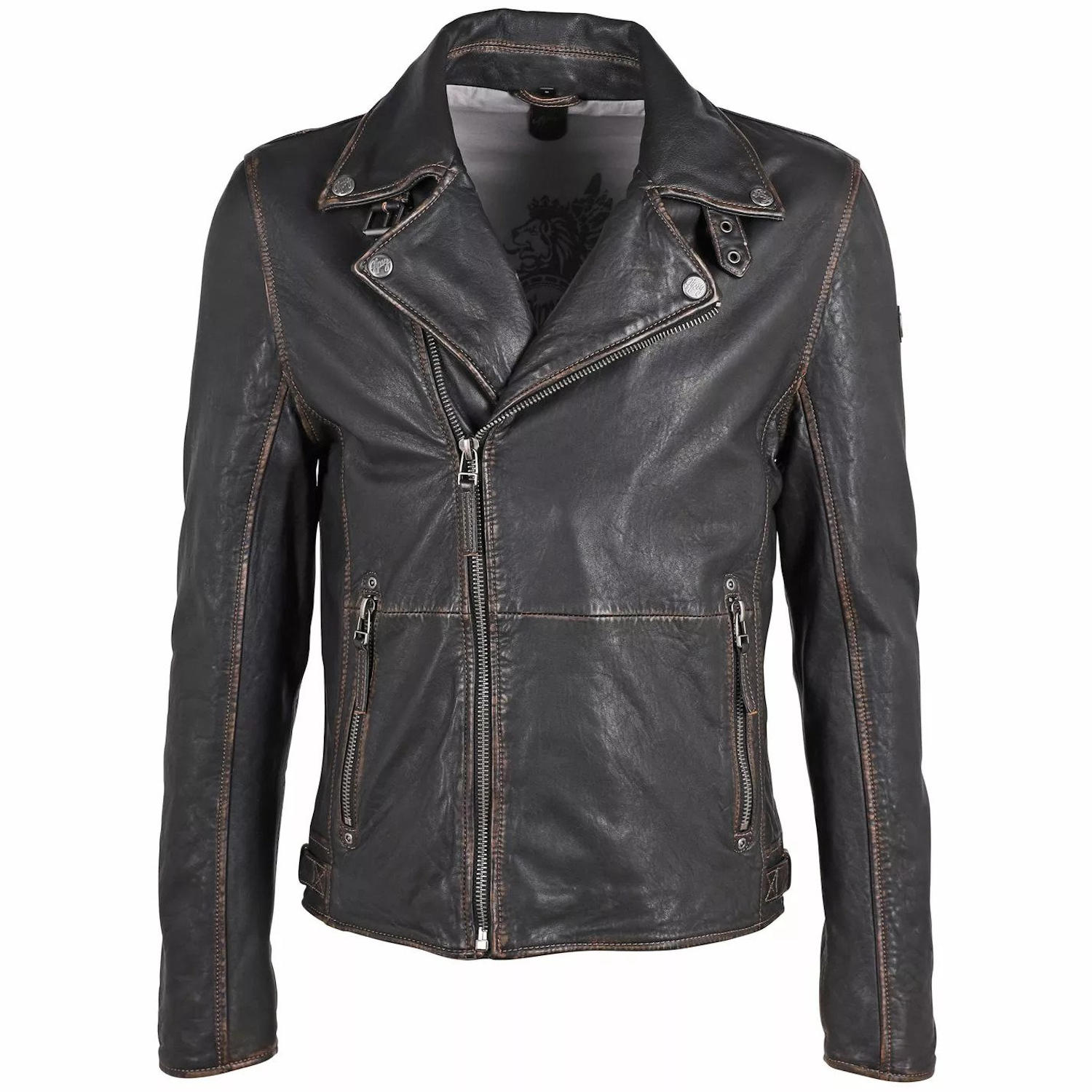 Geaca de Piele Barbati Gipsy Negru Antic GMMavric SF LROV – Black Friday