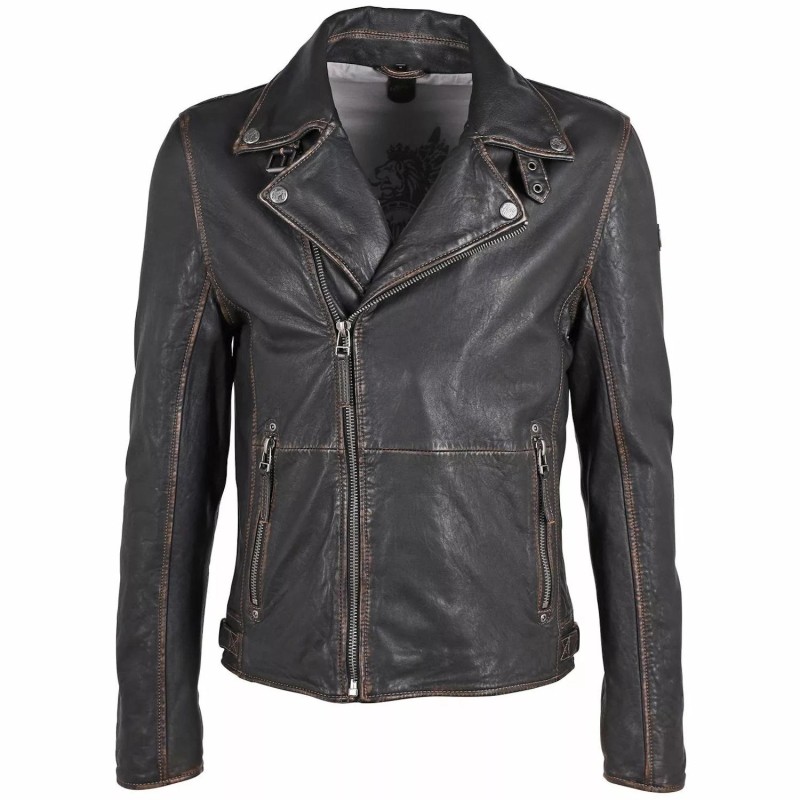 Geaca de Piele Barbati Gipsy Negru Antic GMMavric SF LROV – IMBRACAMINTE