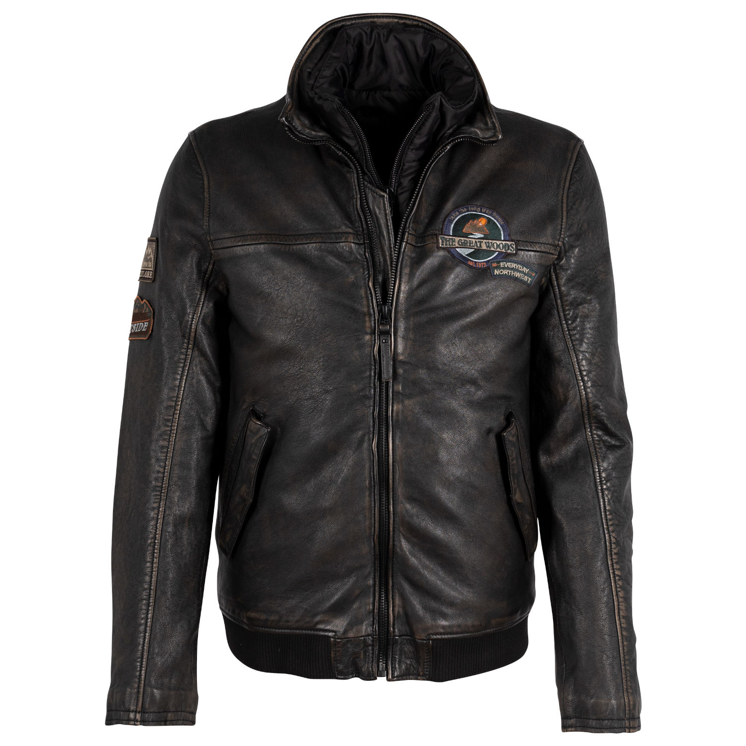 Geaca de Piele Barbati Gipsy Negru/Bej GMMountan – IMBRACAMINTE