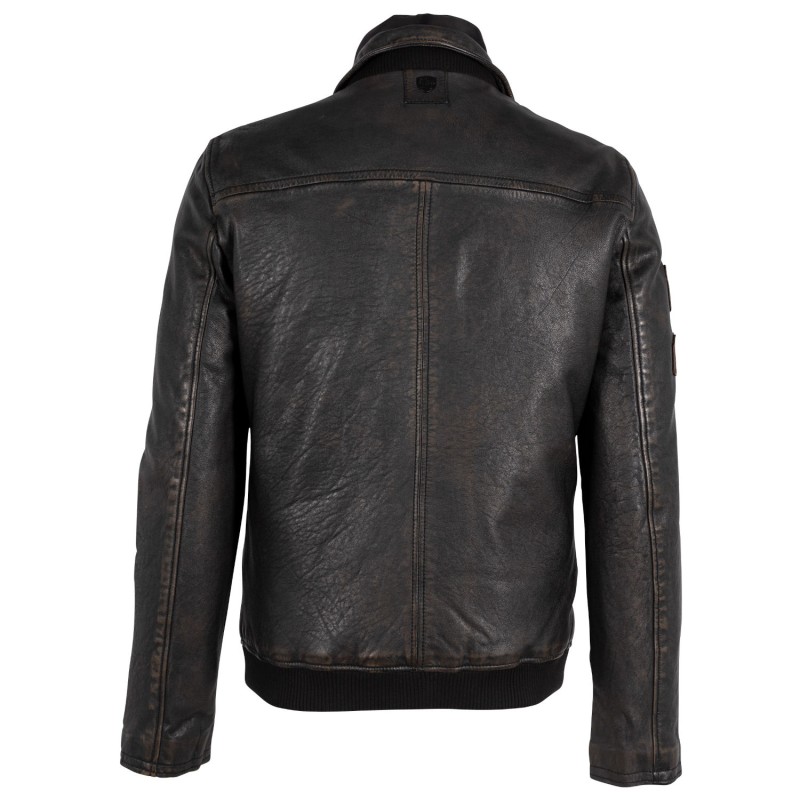 Geaca de Piele Barbati Gipsy Negru/Bej GMMountan – IMBRACAMINTE