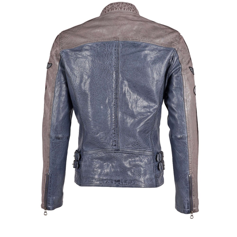 Geaca de Piele Barbati Gipsy Albastru/Gri Argintiu GMMylow LARIV geci de piele - readytowear.ro