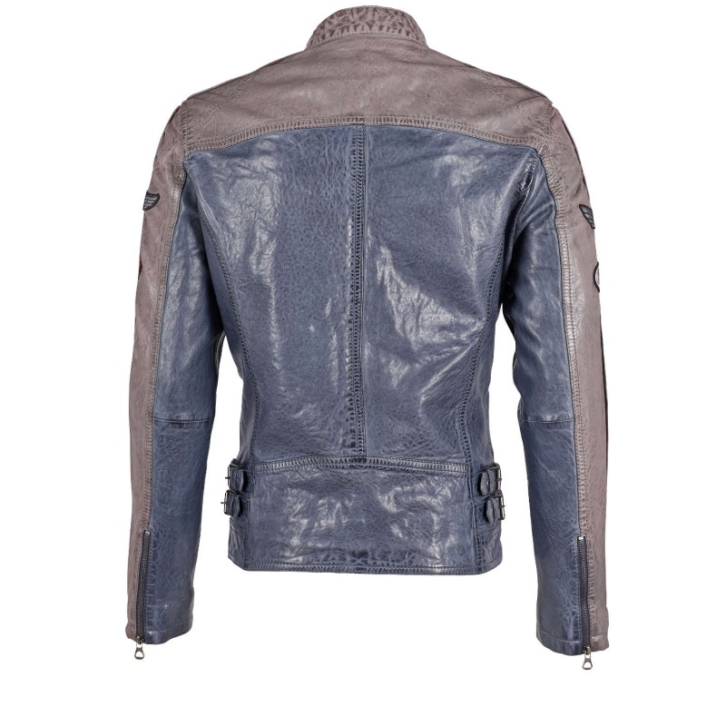 Geaca de Piele Barbati Gipsy Albastru/Gri Argintiu GMMylow LARIV – IMBRACAMINTE