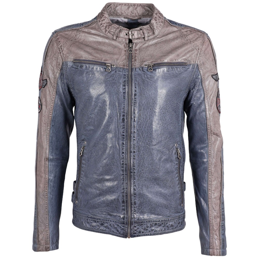 Geaca de Piele Barbati Gipsy Albastru/Gri Argintiu GMMylow LARIV - readytowear