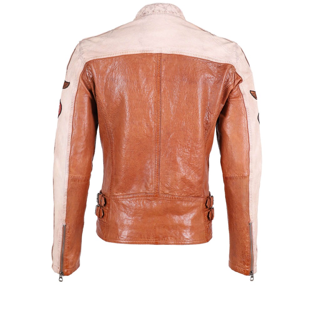 Geaca de Piele Barbati Gipsy Coniac/Bej GMMylow LARIV Geaca de Piele Barbati Gipsy Coniac/Bej GMMylow LARIV - readytowear.ro