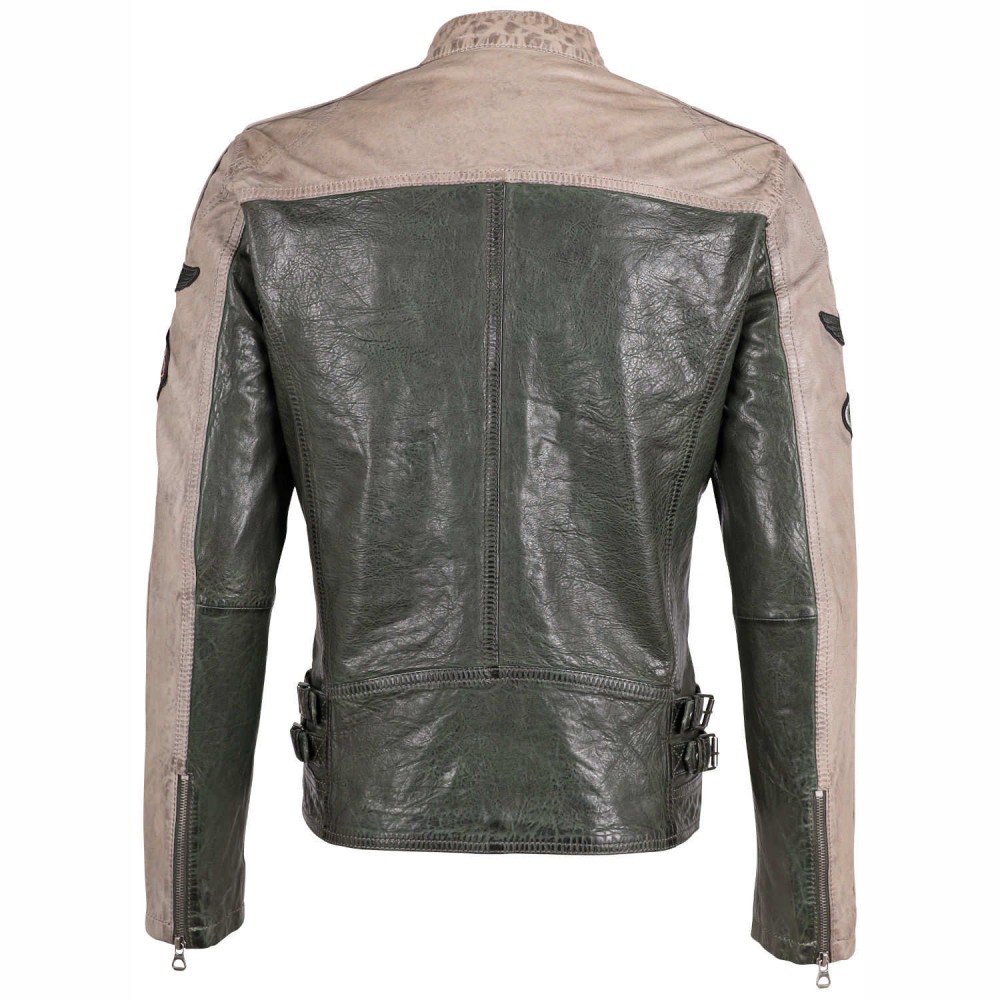 Geaca de Piele Barbati Gipsy Verde Inchis/Gri GMMylow LARIV Geaca de Piele Barbati Gipsy Verde Inchis/Gri GMMylow LARIV - readytowear.ro