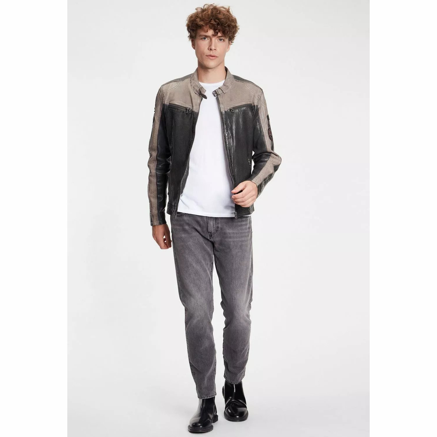 Geaca de Piele Barbati Gipsy Verde Inchis/Gri GMMylow LARIV – IMBRACAMINTE