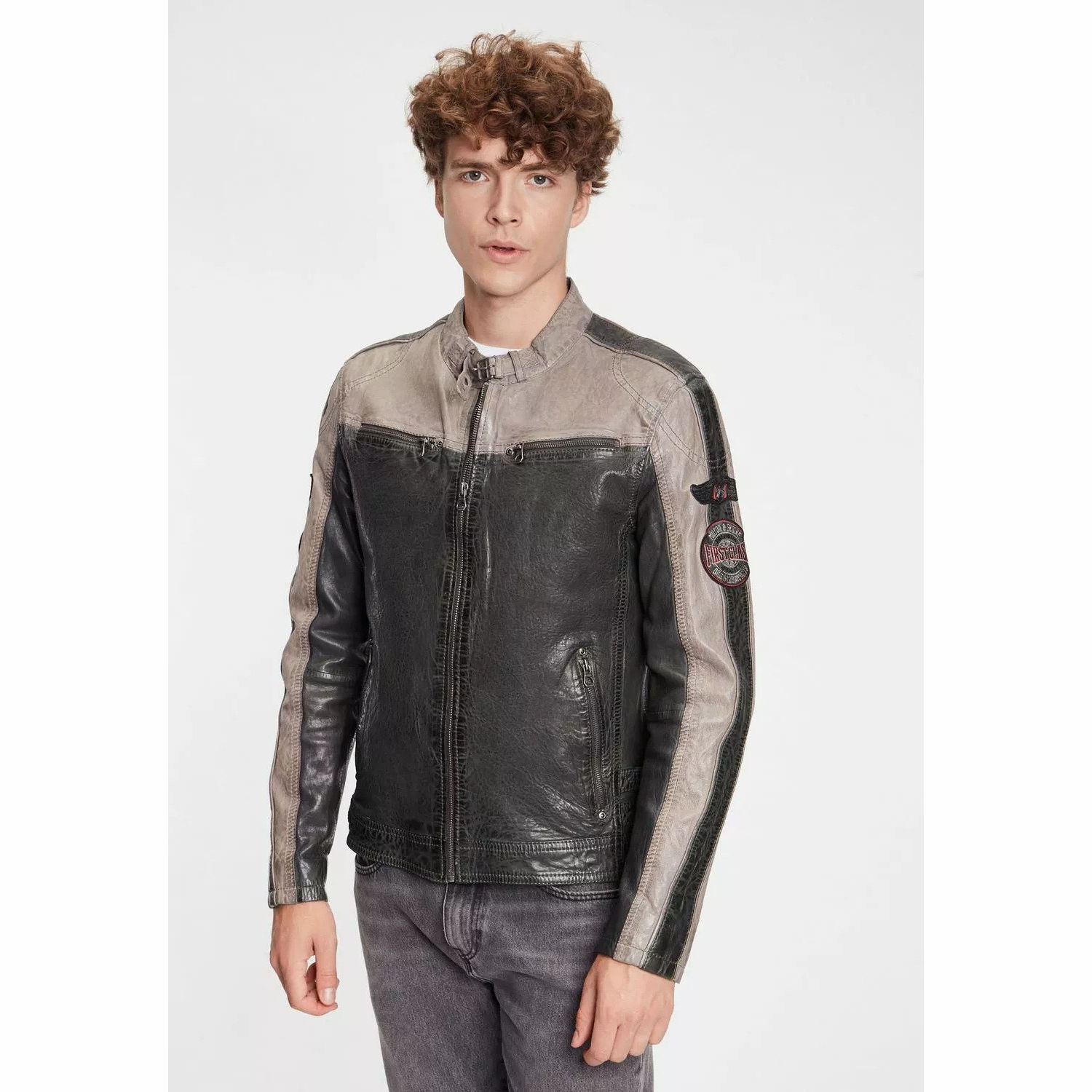 Geaca de Piele Barbati Gipsy Verde Inchis/Gri GMMylow LARIV – IMBRACAMINTE