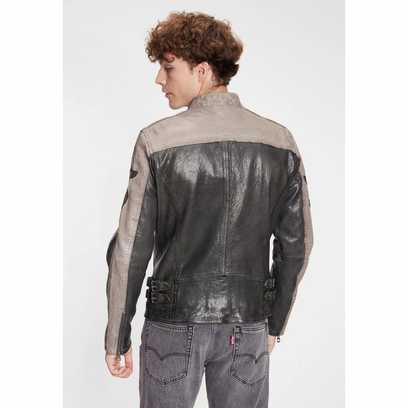 Geaca de Piele Barbati Gipsy Verde Inchis/Gri GMMylow LARIV – IMBRACAMINTE