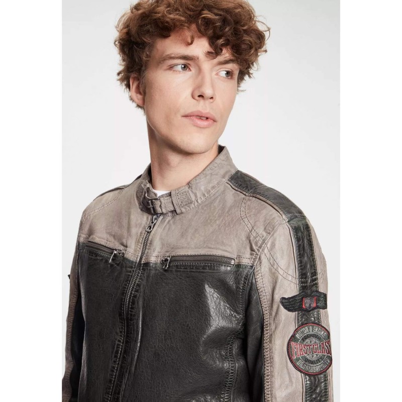 Geaca de Piele Barbati Gipsy Verde Inchis/Gri GMMylow LARIV – IMBRACAMINTE