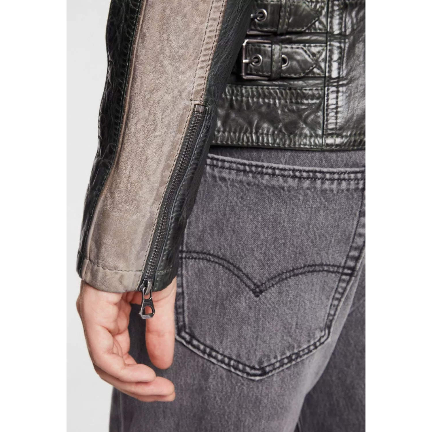 Geaca de Piele Barbati Gipsy Verde Inchis/Gri GMMylow LARIV – IMBRACAMINTE