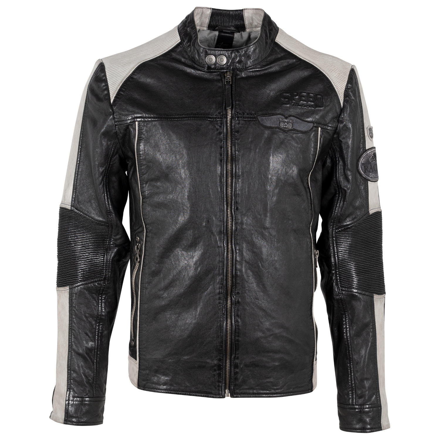 Geaca de Piele Barbati Gipsy Negru/Alb GMMyron LTAV – IMBRACAMINTE