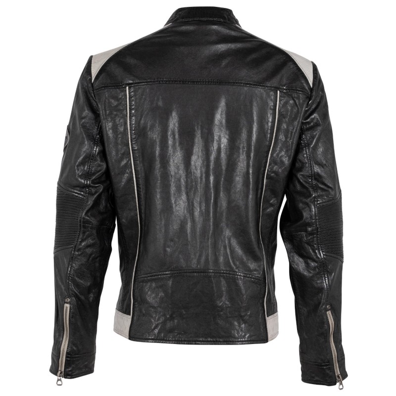 Geaca de Piele Barbati Gipsy Negru/Alb GMMyron LTAV – IMBRACAMINTE Geaca de Piele Barbati Gipsy Negru/Alb GMMyron LTAV – IMBRACAMINTE