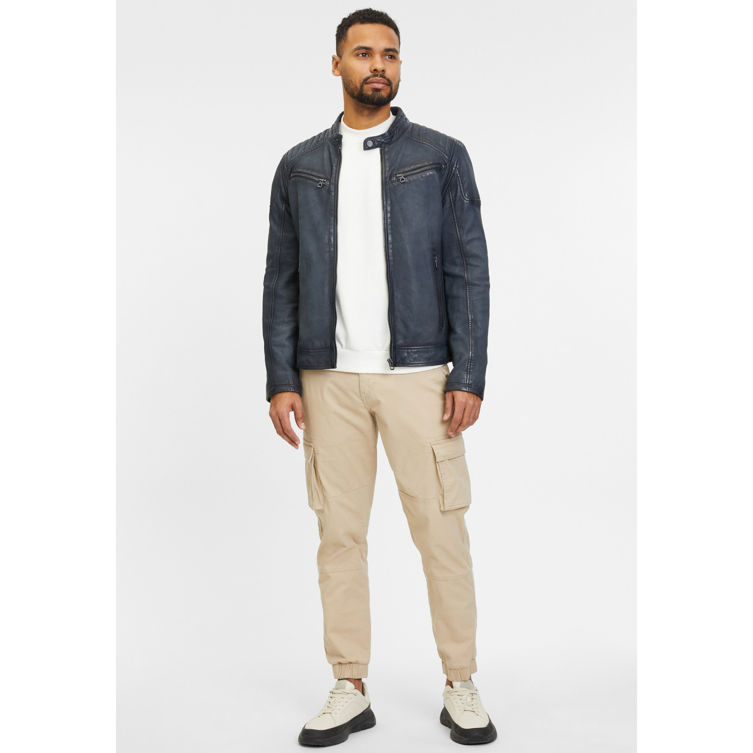 Geaca de Piele Barbati Gipsy Bleumarin/Gri GMNatico – Black Friday