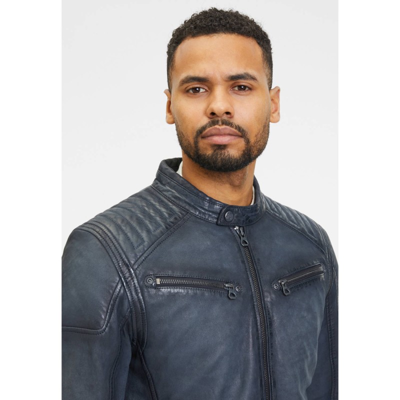 Geaca de Piele Barbati Gipsy Bleumarin/Gri GMNatico – IMBRACAMINTE