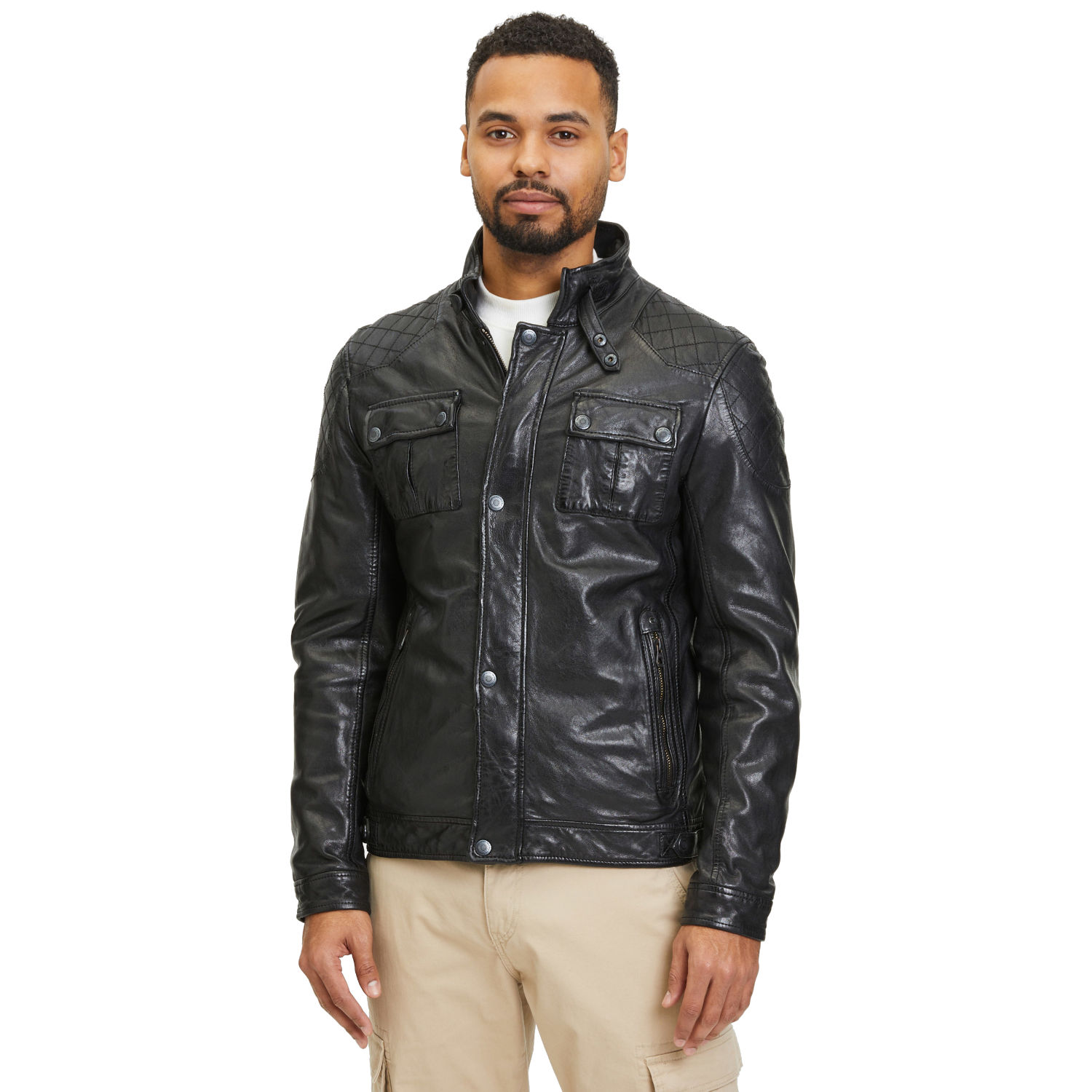 Geaca de Piele Barbati Gipsy Neagra GMNevado – Black Friday