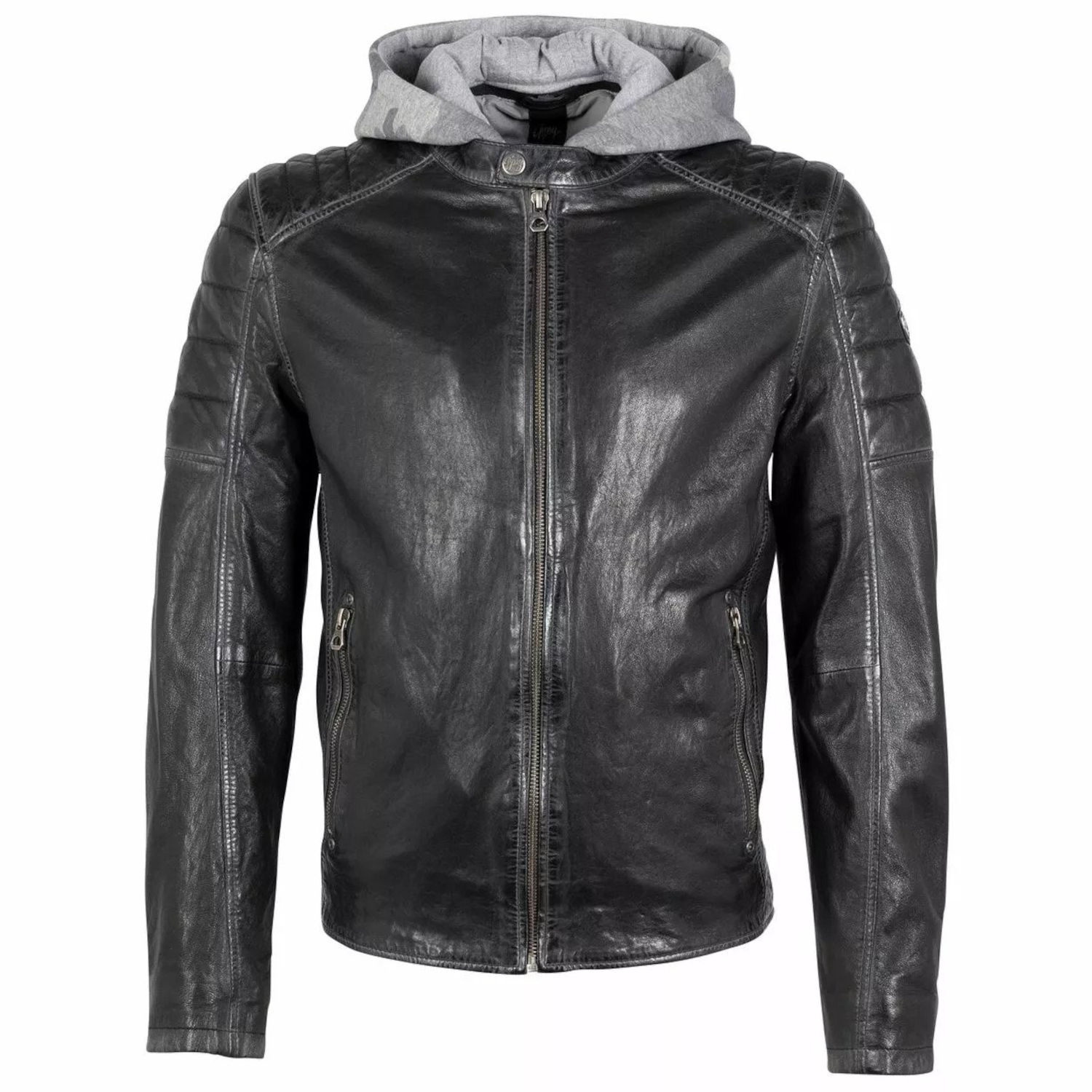 Geaca de Piele Barbati Gipsy Negru/Gri GMOrmey – Black Friday