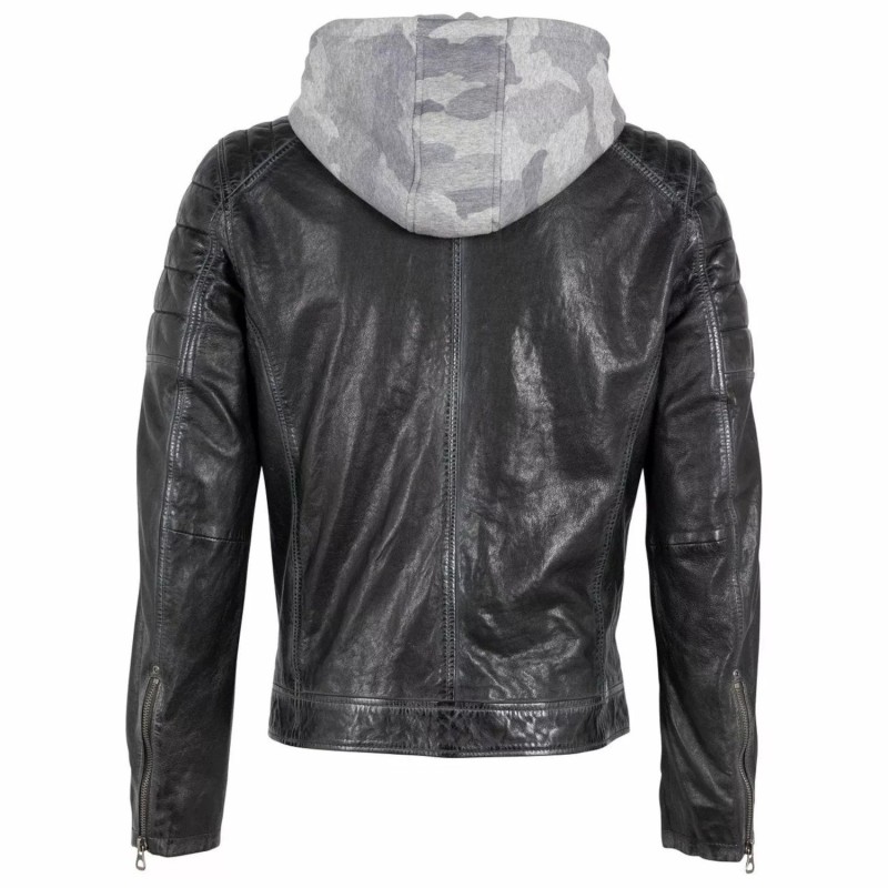 Geaca de Piele Barbati Gipsy Negru/Gri GMOrmey – Black Friday