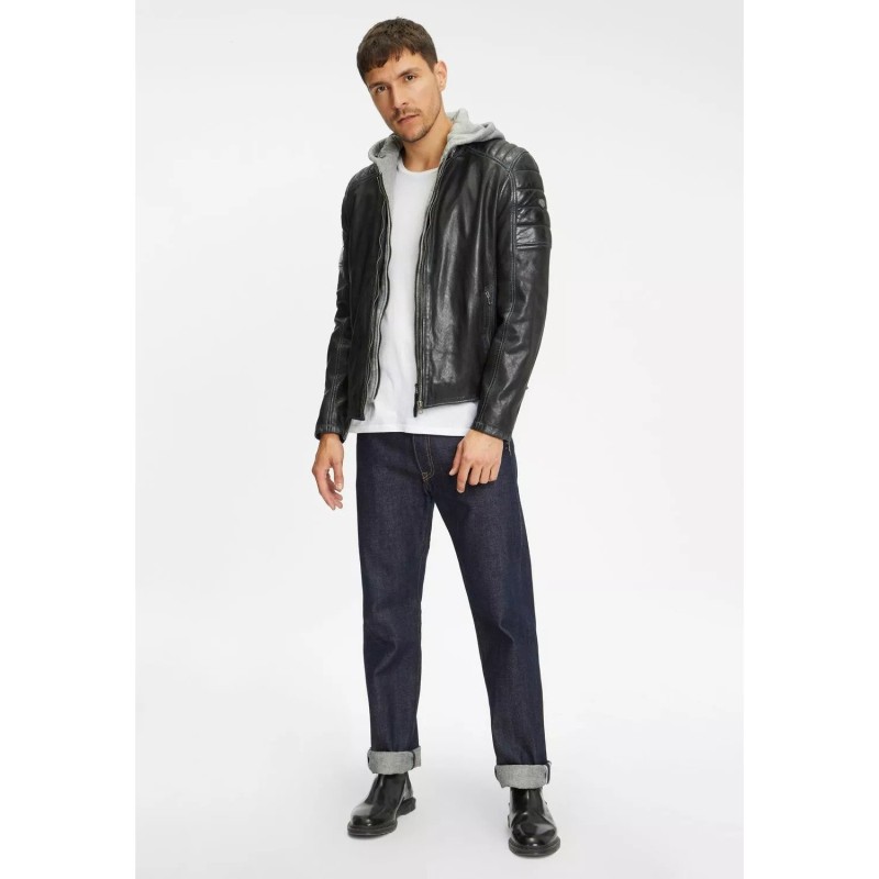 Geaca de Piele Barbati Gipsy Negru/Gri GMOrmey – Black Friday