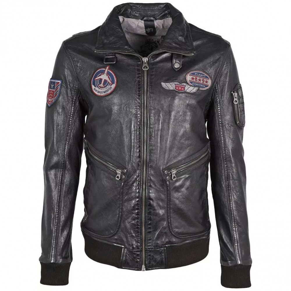 Geaca de Piele Barbati Gipsy Neagra GMPiper S22 STUV geci de piele - readytowear.ro