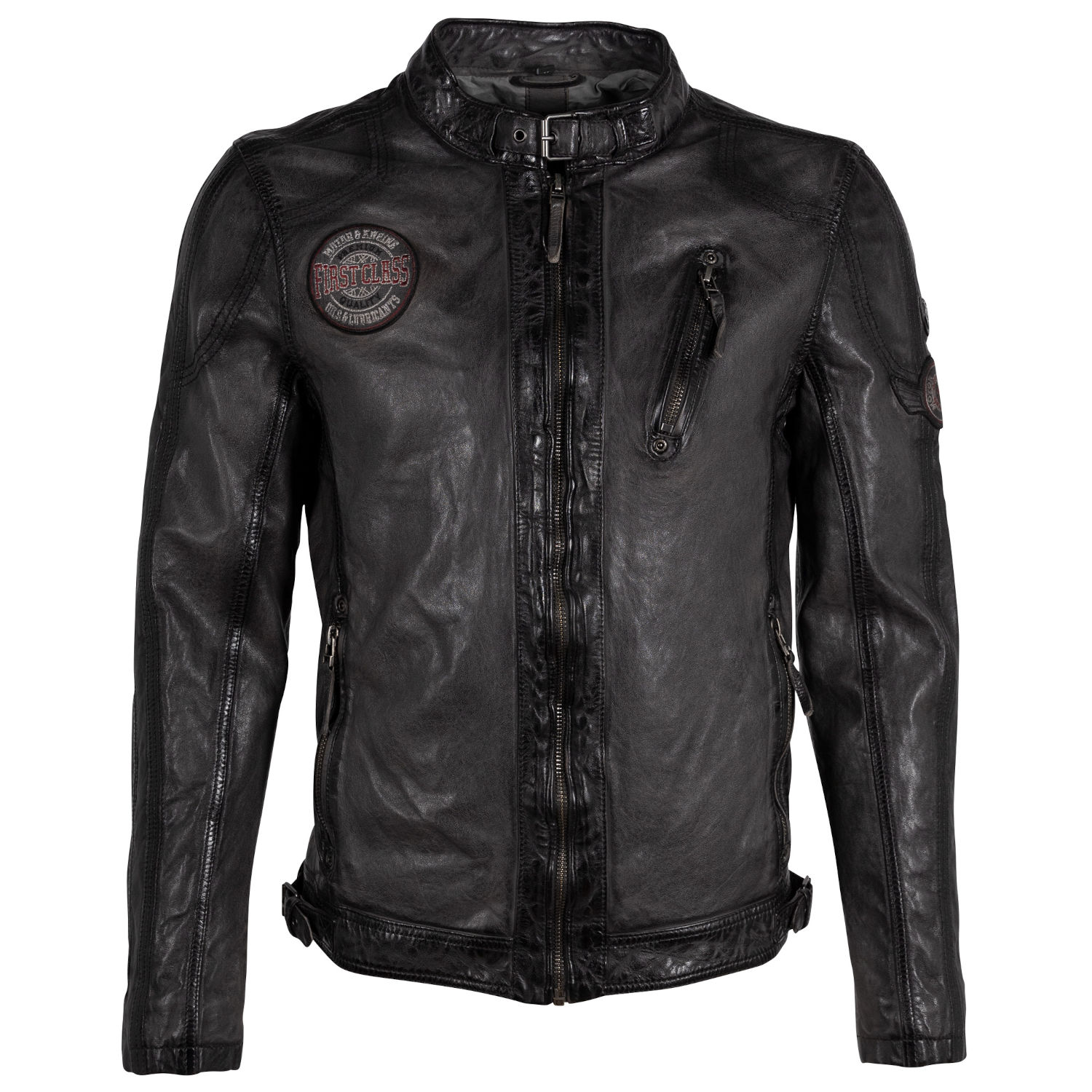 Geaca de Piele Barbati Gipsy Gri GMRakva – Black Friday