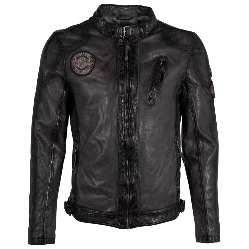 Geaca de Piele Barbati Gipsy Gri GMRakva – IMBRACAMINTE