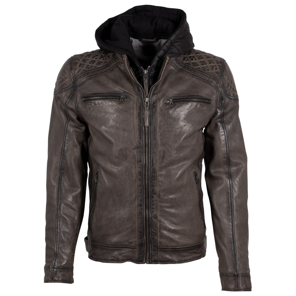 Geaca de Piele Barbati Gipsy Gri GMRao Geaca de Piele Barbati Gipsy Gri GMRao - readytowear.ro