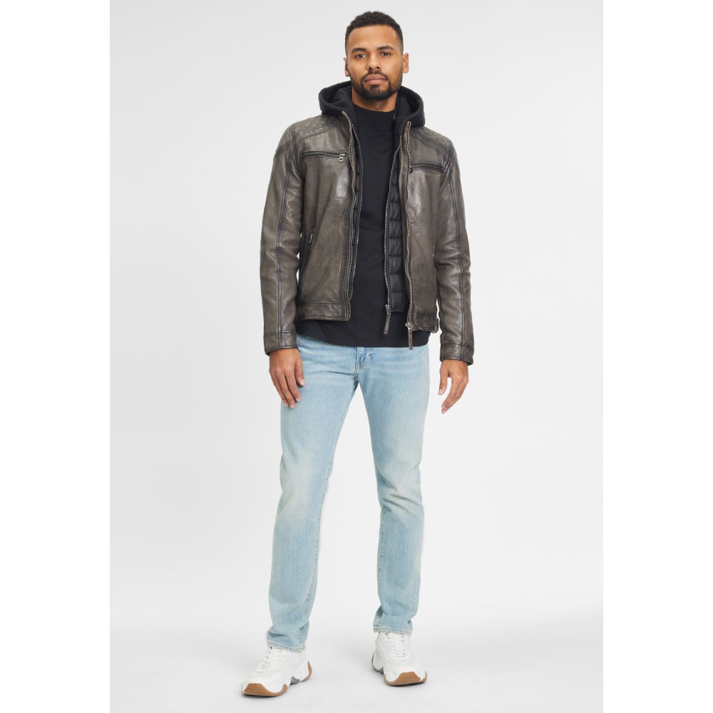 Geaca de Piele Barbati Gipsy Gri GMRao Geaca de Piele Barbati Gipsy Gri GMRao - readytowear.ro