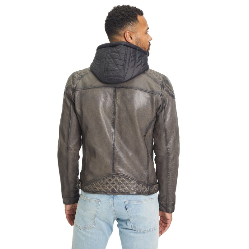 Geaca de Piele Barbati Gipsy Gri GMRao – IMBRACAMINTE