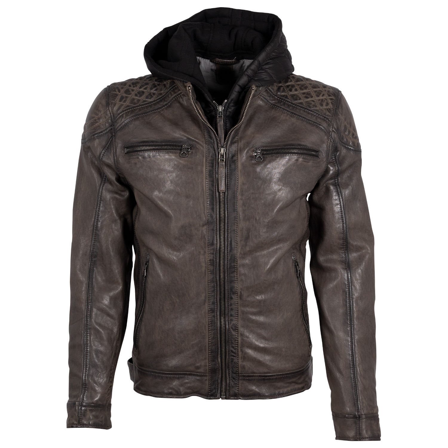 Geaca de Piele Barbati Gipsy Gri GMRao – IMBRACAMINTE