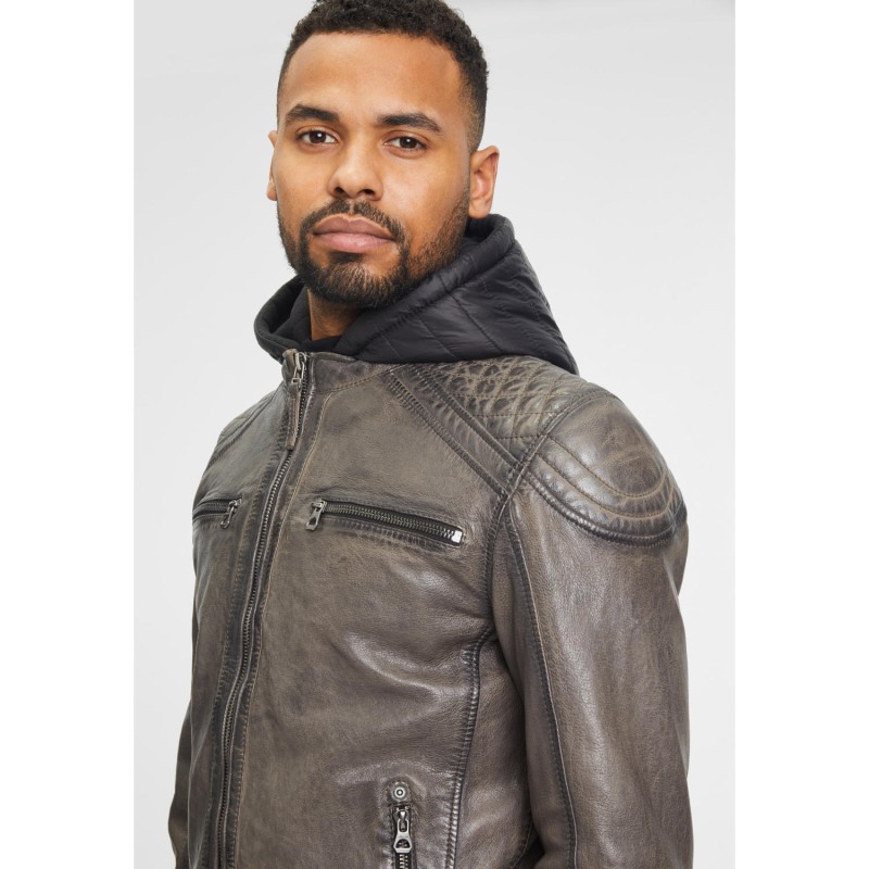 Geaca de Piele Barbati Gipsy Gri GMRao – IMBRACAMINTE