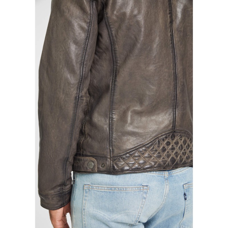 Geaca de Piele Barbati Gipsy Gri GMRao – IMBRACAMINTE