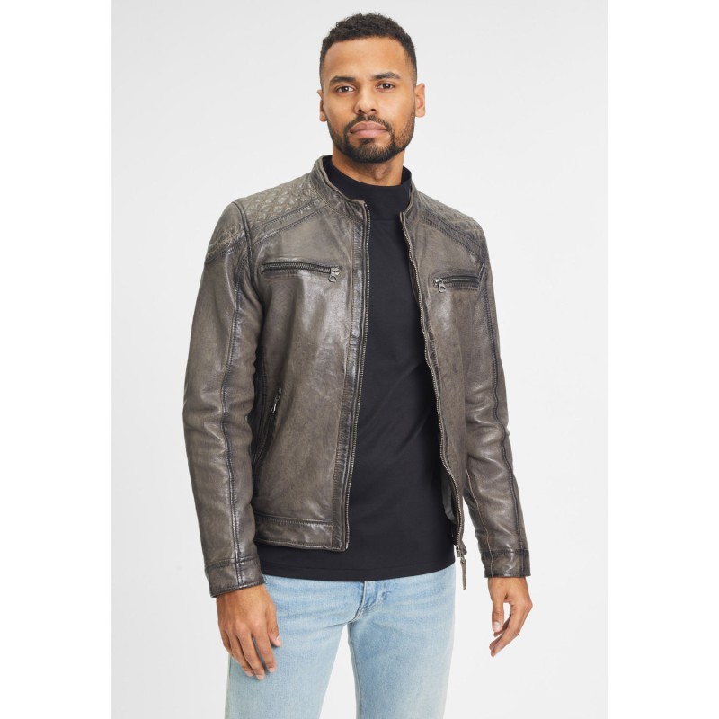 Geaca de Piele Barbati Gipsy Gri GMRao – IMBRACAMINTE