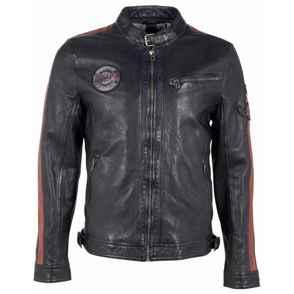 Geaca de Piele Barbati Gipsy Bleumarin/Rosu GMRaysam Geaca de Piele Barbati Gipsy Bleumarin/Rosu GMRaysam - readytowear.ro