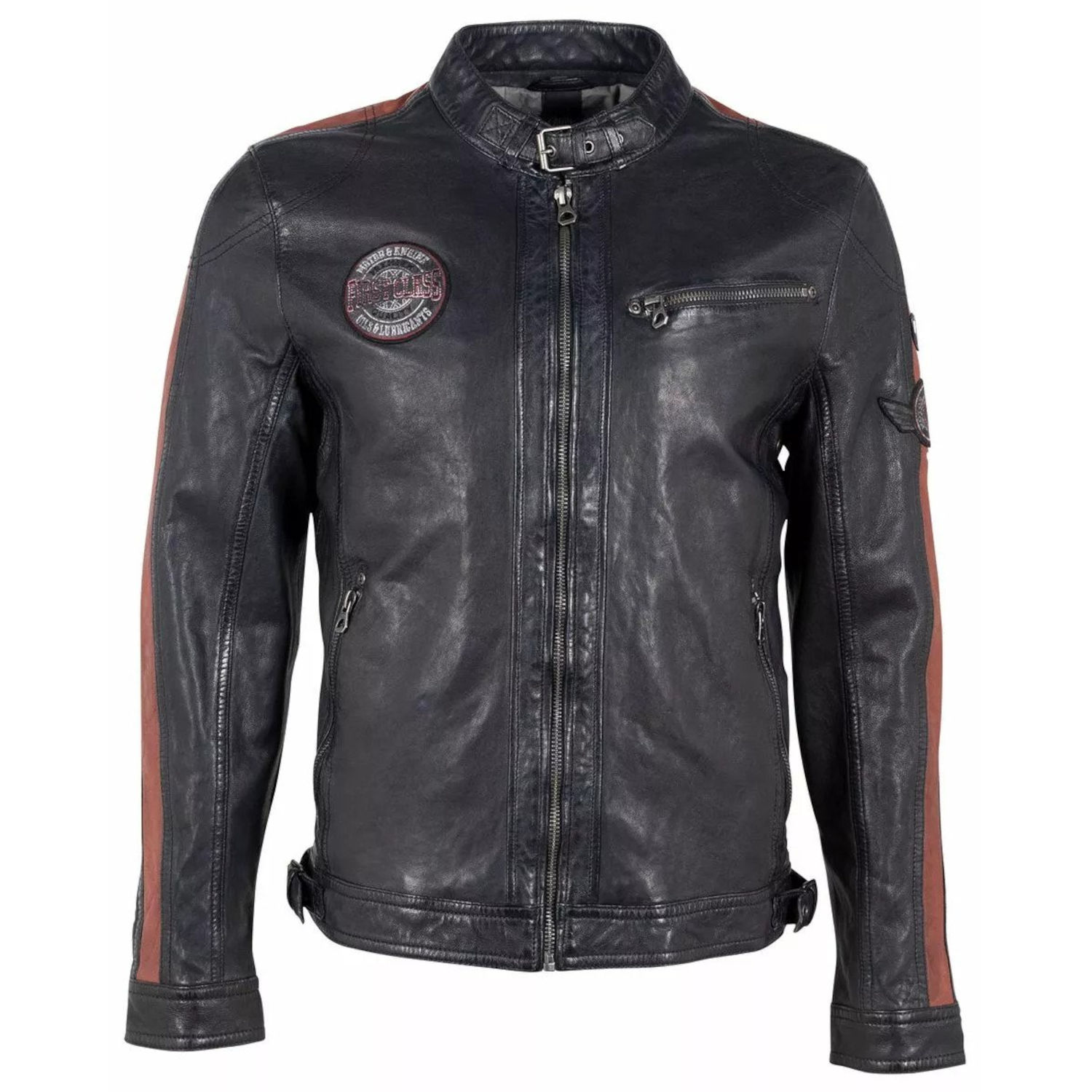 Geaca de Piele Barbati Gipsy Bleumarin/Rosu GMRaysam – IMBRACAMINTE