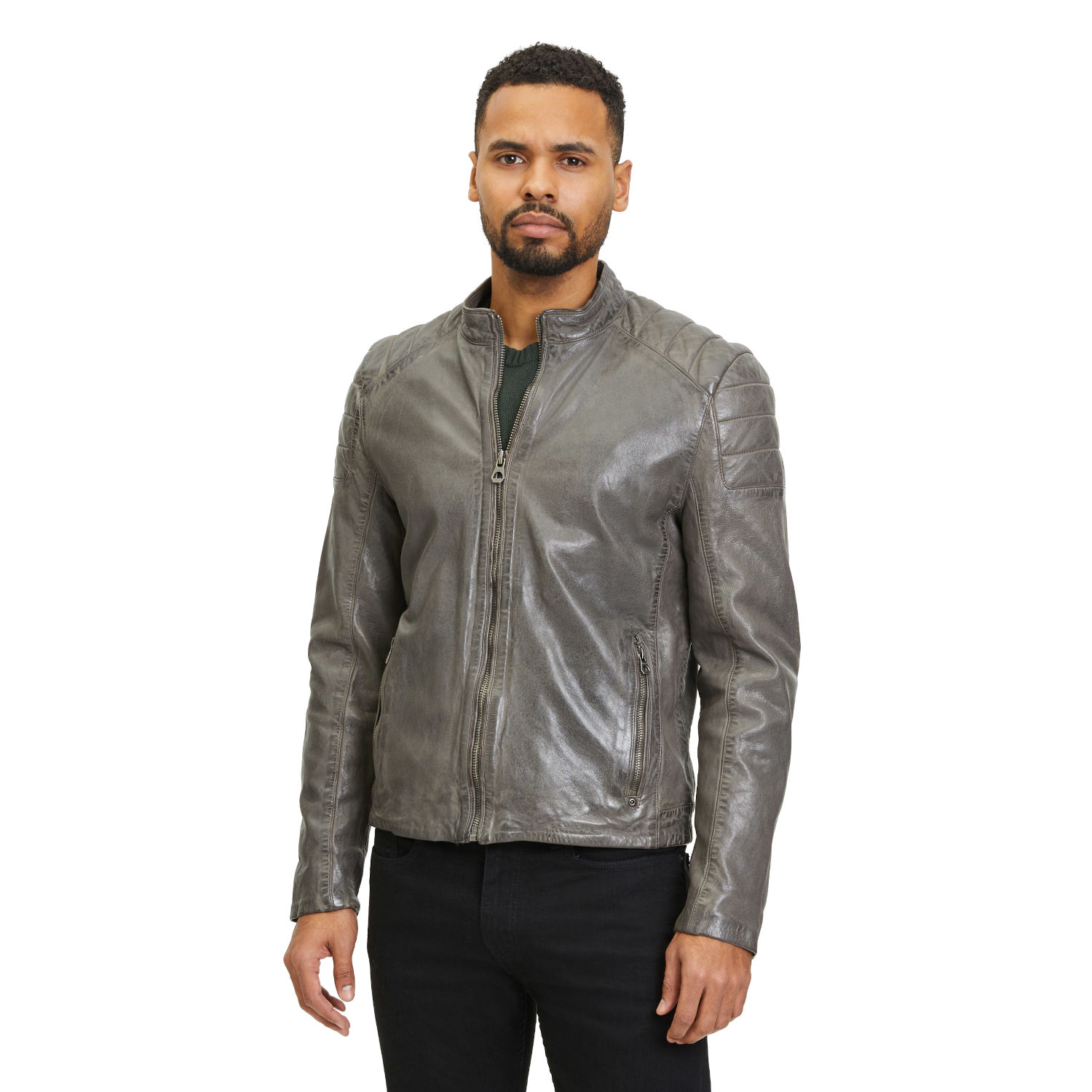 Geaca de Piele Barbati Gipsy Gri GMRemko – Black Friday