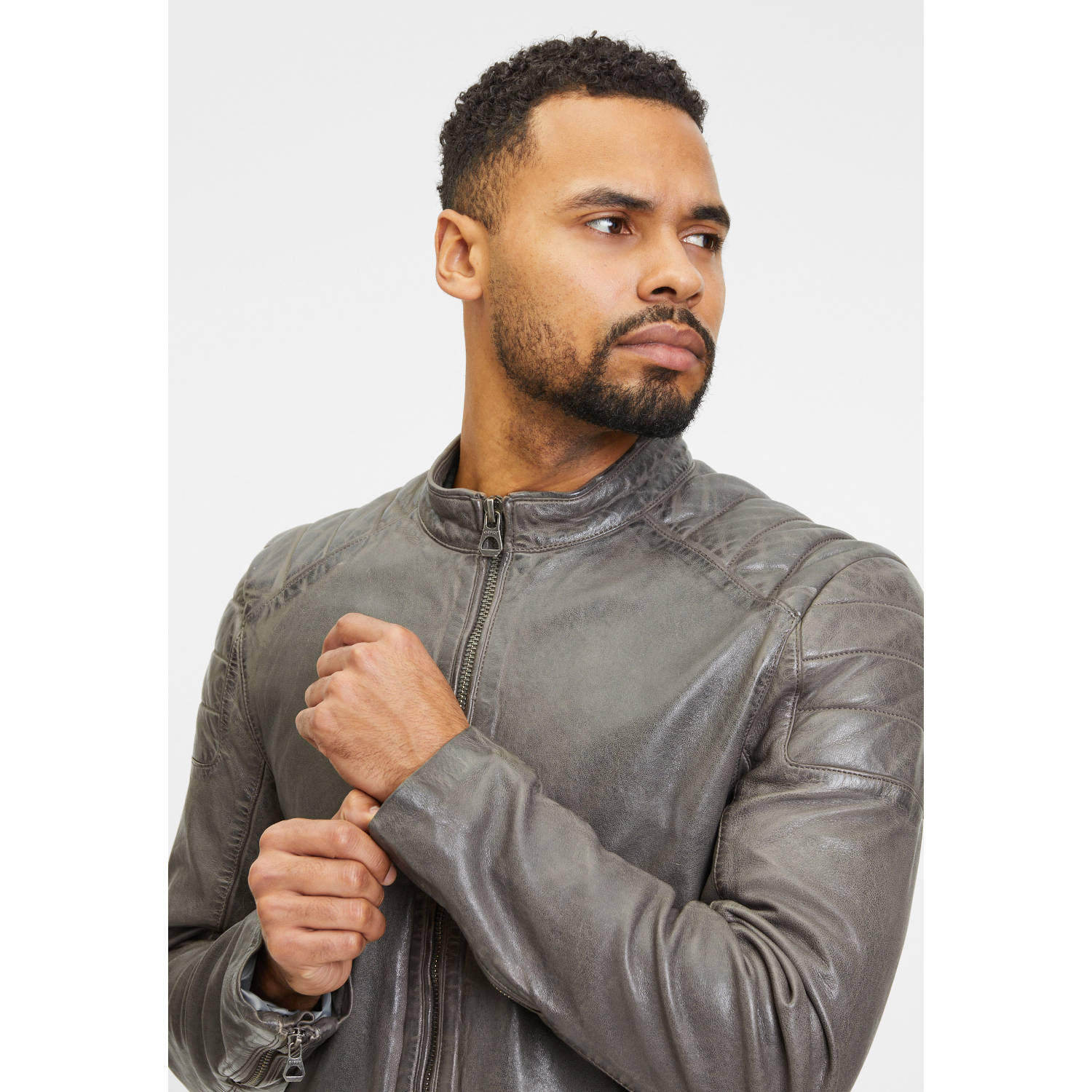 Geaca de Piele Barbati Gipsy Gri GMRemko – Black Friday