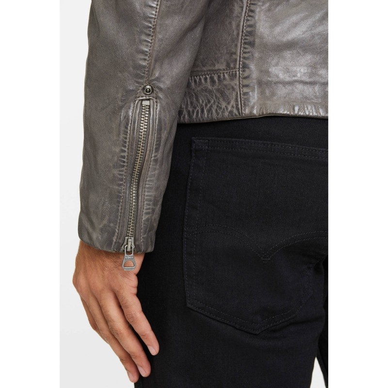 Geaca de Piele Barbati Gipsy Gri GMRemko – Black Friday