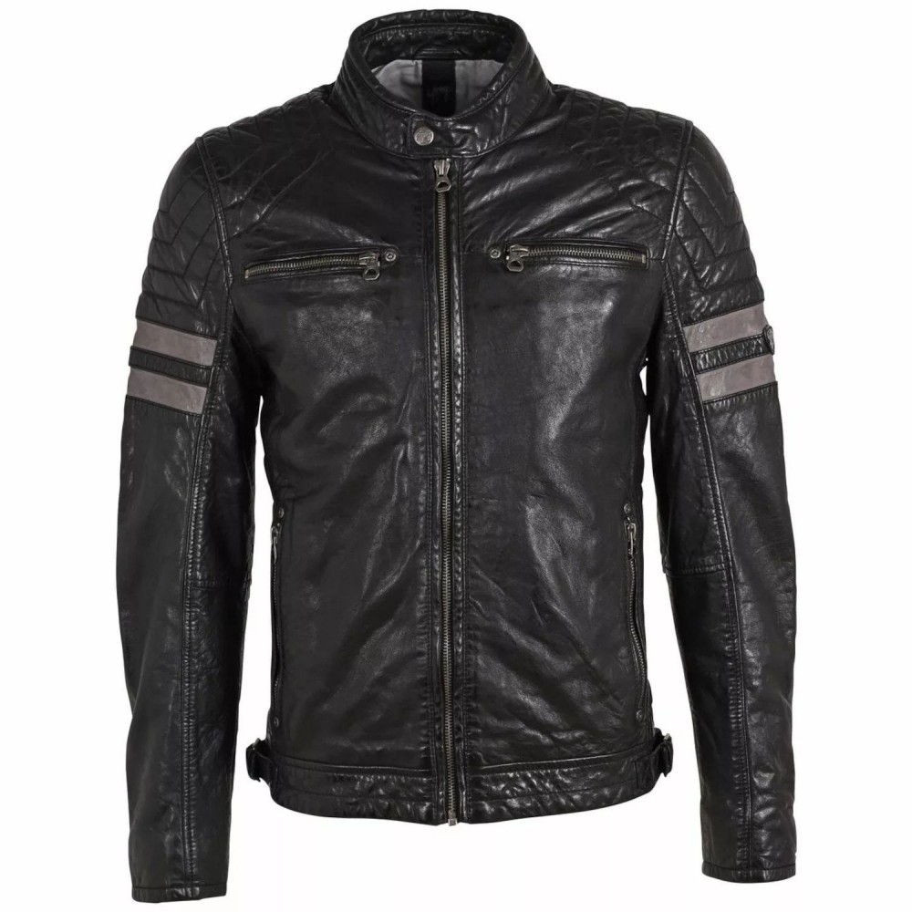 Geaca de Piele Barbati Gipsy Neagra GMRemsi SF LASHV - readytowear.ro